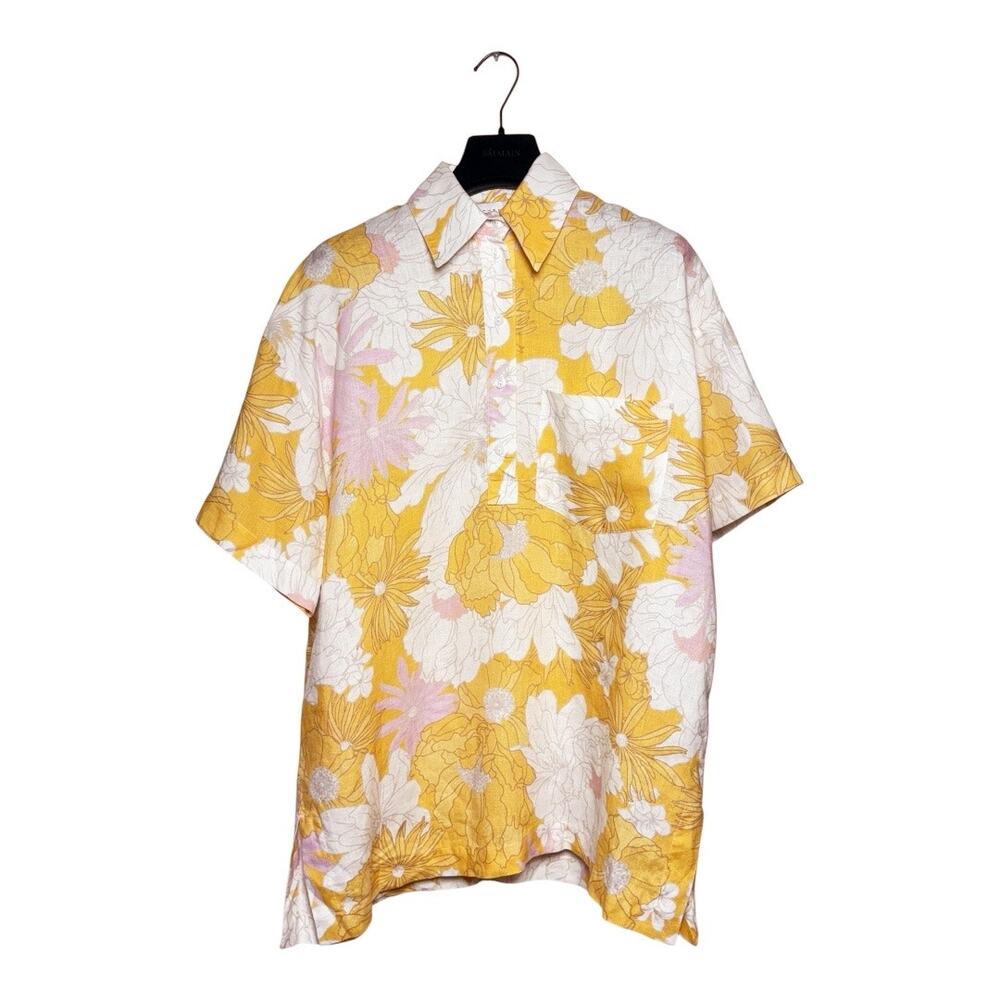 Ephemera Floral Oversized Linen Shirt Tunic M/L